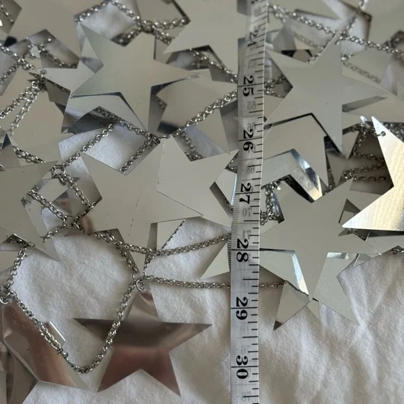 Silver Star Chainmail Mini Dress Festival Rave Metallic Party OS - Picture 8 of 9